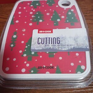 Art & Cook Holiday Print Cutting Board (Christmas Trees) Red